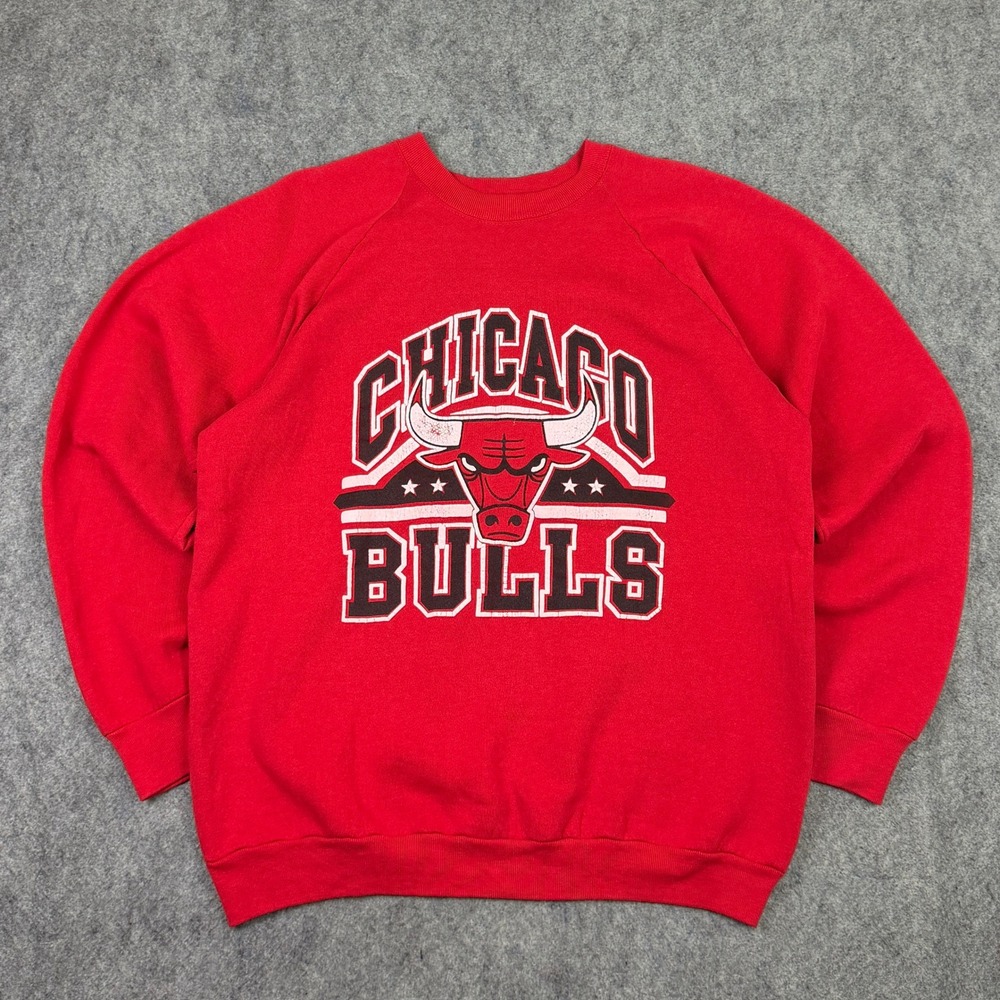 Vintage Chicago Bulls Sweatshirt Red Fruit of the Loom XL 80s 90s NBA Raglan